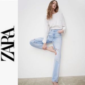 NWT Zara The 90’s Full Length Jeans in Pasadena Blue 2